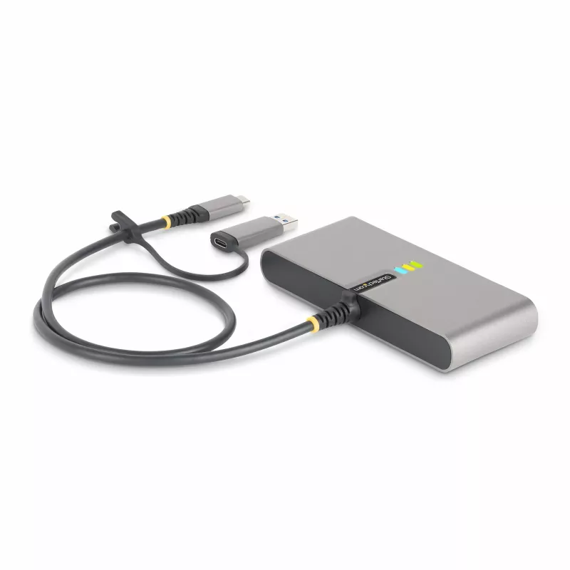 StarTech.com Hub USB-C de 2 portas com Ethernet e RS-232, dongle USB-C para USB-A acoplado, pass-through 100 W PD, 2x USB-A 5 Gbit/s, Ethernet Gigabit, RS232 Série (FTDI)