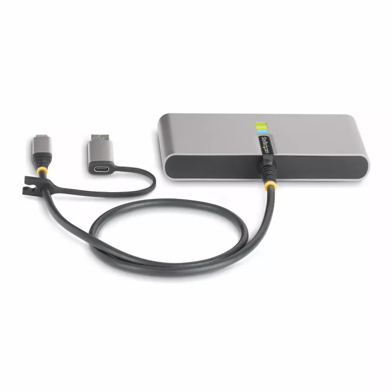 StarTech.com Hub USB-C de 2 portas com Ethernet e RS-232, dongle USB-C para USB-A acoplado, pass-through 100 W PD, 2x USB-A 5 Gbit/s, Ethernet Gigabit, RS232 Série (FTDI)