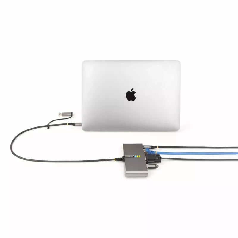 StarTech.com Hub USB-C de 2 portas com Ethernet e RS-232, dongle USB-C para USB-A acoplado, pass-through 100 W PD, 2x USB-A 5 Gbit/s, Ethernet Gigabit, RS232 Série (FTDI)
