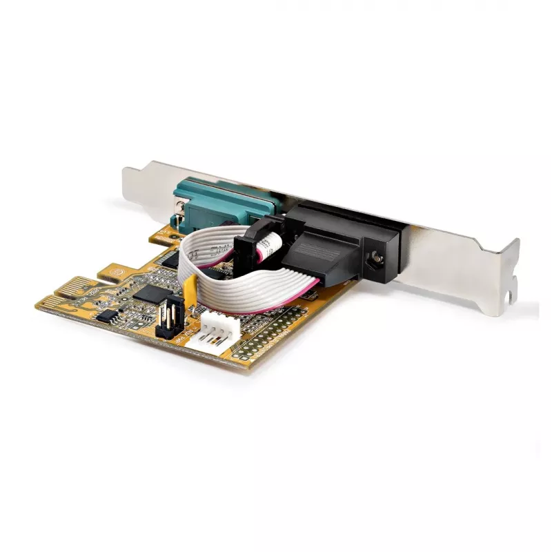 StarTech.com Placa de interface série PCI Express de 2 portas, placa série PCIe dual port para RS232 (DB9), UART 16C1050, suportes Low/Full Profile, retenção de COM, para Windows/Linux
