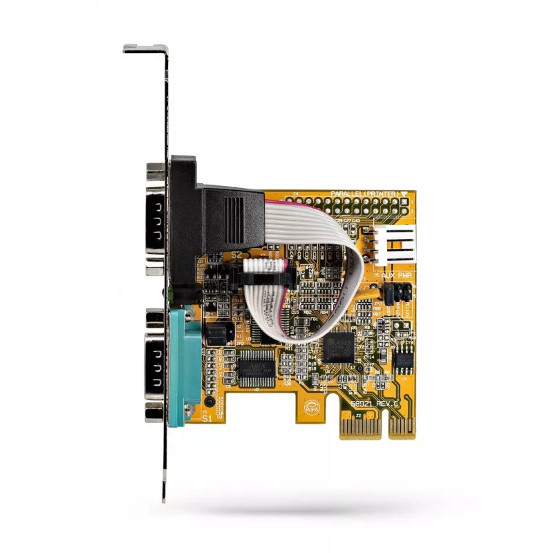 StarTech.com Placa de interface série PCI Express de 2 portas, placa série PCIe dual port para RS232 (DB9), UART 16C1050, suportes Low/Full Profile, retenção de COM, para Windows/Linux