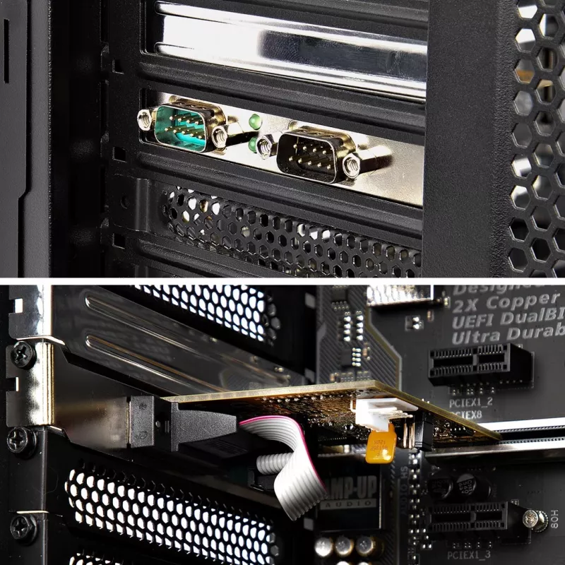 StarTech.com Placa de interface série PCI Express de 2 portas, placa série PCIe dual port para RS232 (DB9), UART 16C1050, suportes Low/Full Profile, retenção de COM, para Windows/Linux