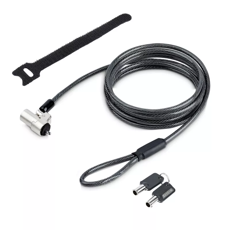 StarTech.com Cabo de segurança para portátil compatível com Noble Wedge®; 1,8 m, fechadura de chave antifurto, cabo de segurança para portáteis Dell XPS/Latitude/2-in-1, cabo de aço resistente a cortes para portátil