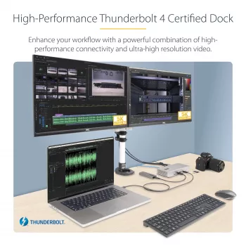StarTech.com Docking station universal USB4 e Thunderbolt 4, quatro ecrãs em Windows, dois ecrãs em MacBook, dock HDMI DP com função de carregamento de portátil de 98W