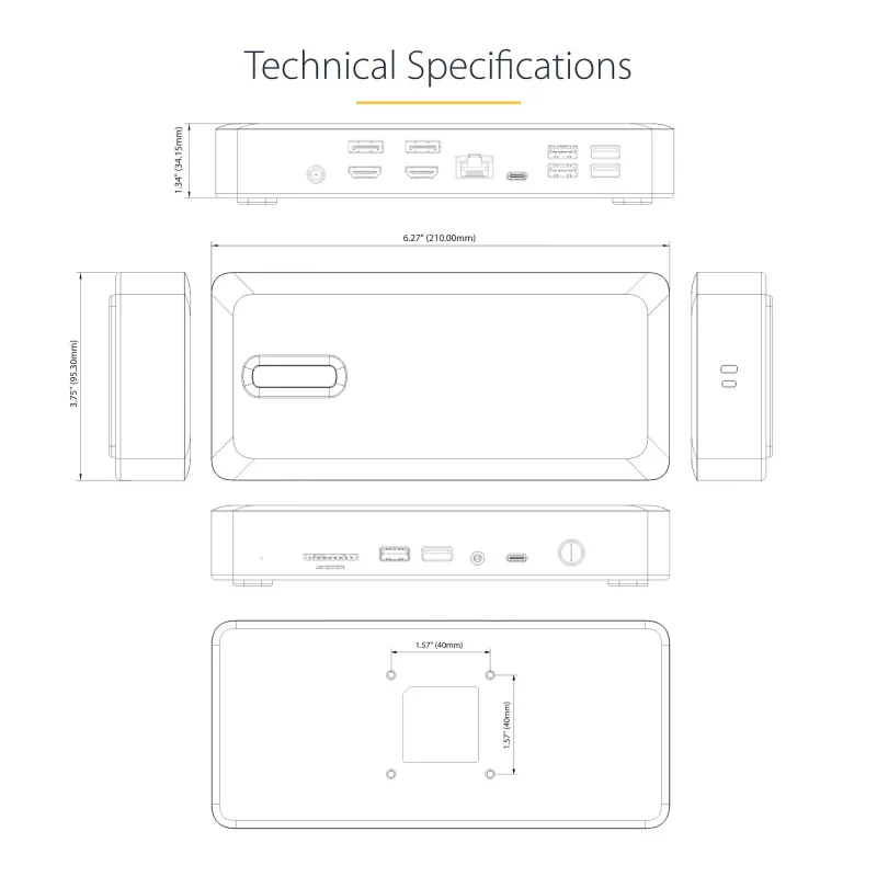 StarTech.com Docking station universal USB4 e Thunderbolt 4, quatro ecrãs em Windows, dois ecrãs em MacBook, dock HDMI DP com função de carregamento de portátil de 98W