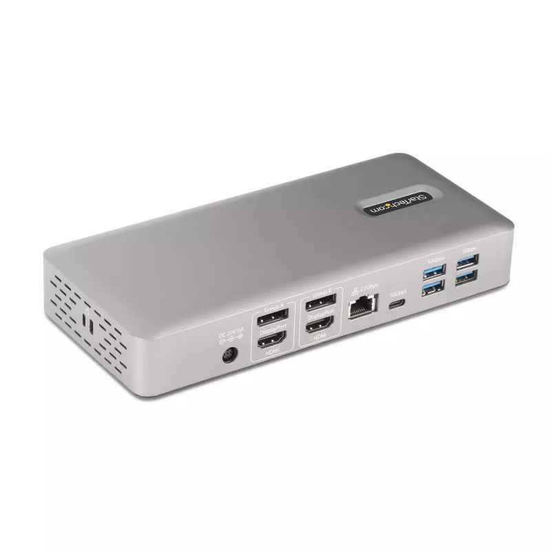 StarTech.com Docking station universal USB4 e Thunderbolt 4, quatro ecrãs em Windows, dois ecrãs em MacBook, dock HDMI DP com função de carregamento de portátil de 98W