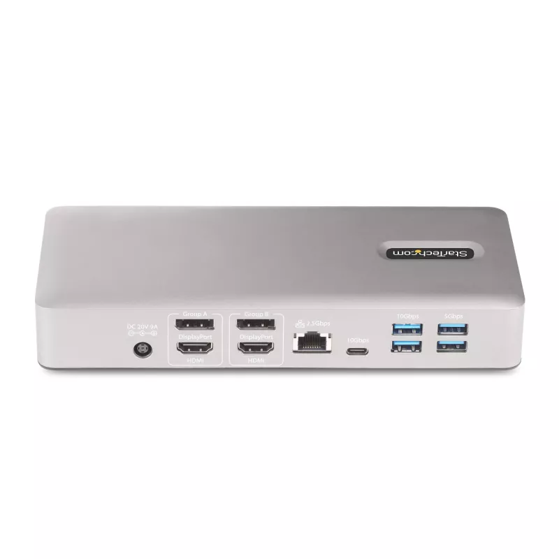 StarTech.com Docking station universal USB4 e Thunderbolt 4, quatro ecrãs em Windows, dois ecrãs em MacBook, dock HDMI DP com função de carregamento de portátil de 98W