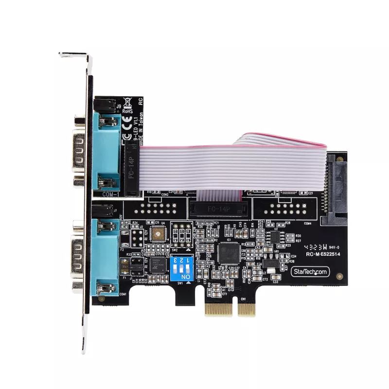 StarTech.com Placa série PCIe de 2 portas, placa série PCI Express dual port para RS232/RS422/RS485 (DB9), suportes Low-Profile incluídos, UART 16C1050, Windows/Linux, compatível com TAA – proteção ESD nível 4