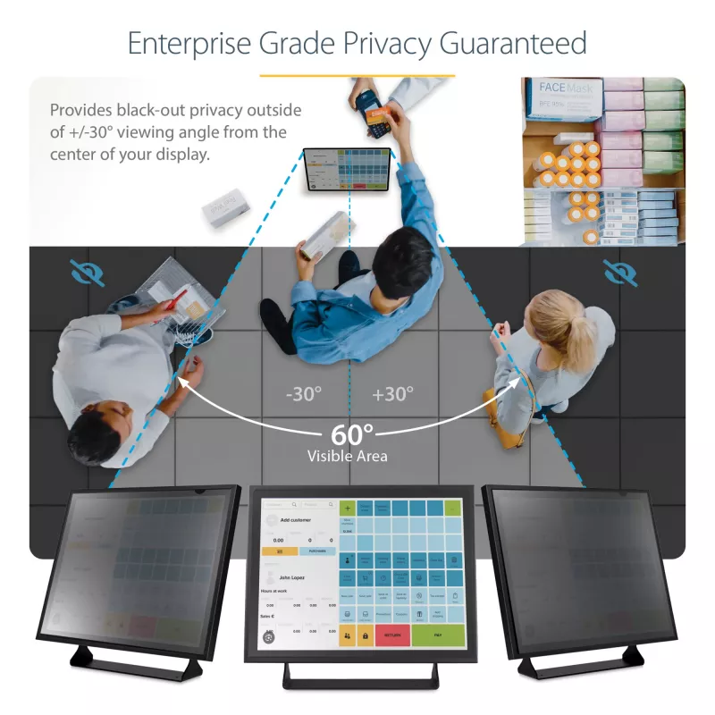 StarTech.com Filtro de privacidade para monitor de computador 19 polegadas 5:4, película de privacidade antirreflexo com redução de 51% de luz azul, protetor de ecrã para monitor com ângulo de visualização de +/- 30°