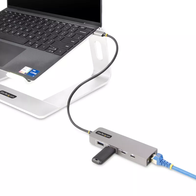 StarTech.com Hub USB-C de 3 portas com Ethernet 2,5 Gbit/s e Power Delivery 100 W pass-through, USB 3.2 10 Gbit/s, 2x USB-A/1x USB-C, hub adaptador USB Type-C portátil