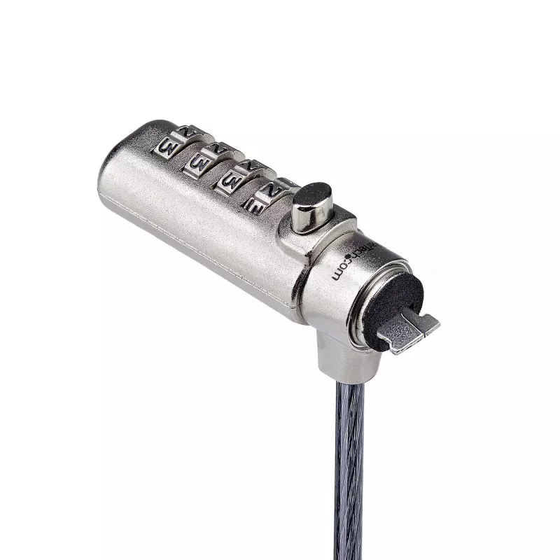 StarTech.com Fechadura slim Lock compatível com K-Slot, cabo de segurança de 1,5 m, proteção antifurto de secretária para portátil/notebook, cabo de aço resistente a cortes, fechadura de combinação