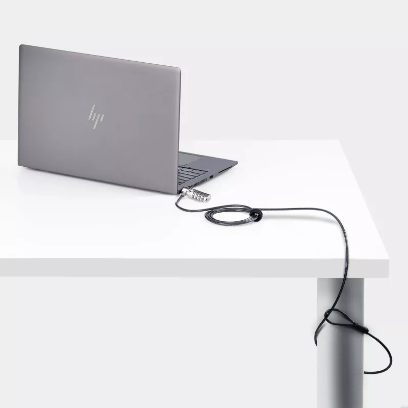 StarTech.com Fechadura slim Lock compatível com K-Slot, cabo de segurança de 1,5 m, proteção antifurto de secretária para portátil/notebook, cabo de aço resistente a cortes, fechadura de combinação