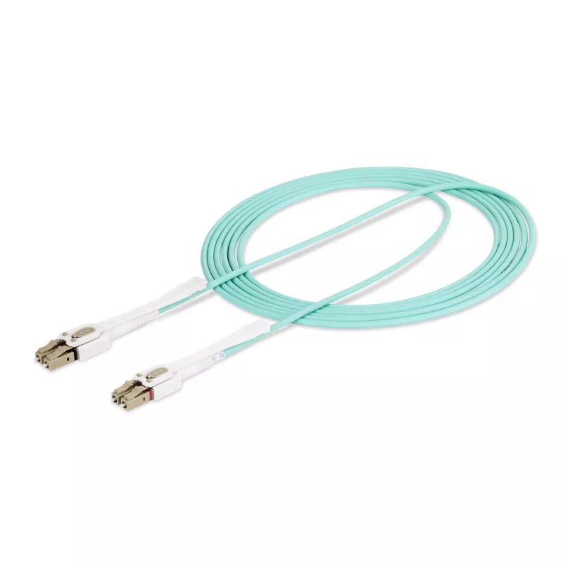 StarTech.com Cabo de fibra ótica multimodo OM4 LC para LC (UPC) de 3 m (9,8 ft) com patilhas push-pull, 50/125 µm, 100G, resistente a dobras, baixa perda de inserção – cabo de patch de fibra ótica LSZH