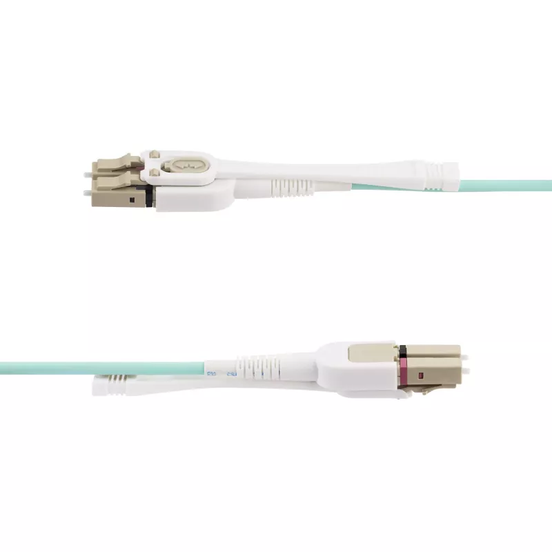 StarTech.com Cabo de fibra ótica multimodo OM4 LC para LC (UPC) de 5m com patilhas push-pull, 50/125µm, 100G, resistente a dobras, baixa perda de inserção – cabo jumper de fibra ótica LSZH