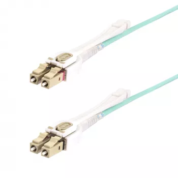 StarTech.com Cabo de fibra ótica multimodo OM4 LC para LC (UPC) de 8m (26.2 pés) com patilhas push-pull, 50/125 µm, 100G, resistente a dobras, baixa perda de inserção – cabo jumper de fibra ótica LSZH
