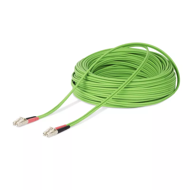 StarTech.com Cabo de fibra ótica multimodo OM5 LC para LC (UPC) de 25 m (82 ft), 50/125 µm duplex LOMMF Zipcord, VCSEL, 40G/100G, cabo jumper de fibra ótica LSZH