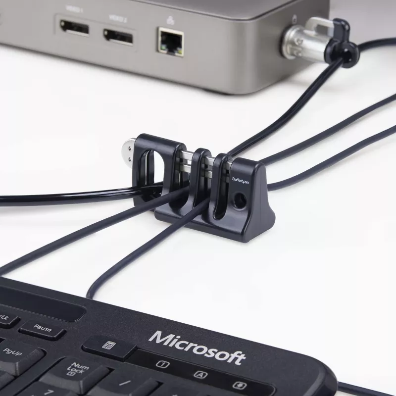 StarTech.com Fechadura de ancoragem de cabo para periféricos, proteja teclado/rato, fechadura de cabo para escritórios partilhados/computadores públicos, armadilha de cabo compatível com cabo de segurança de portátil/cadeado – TAA