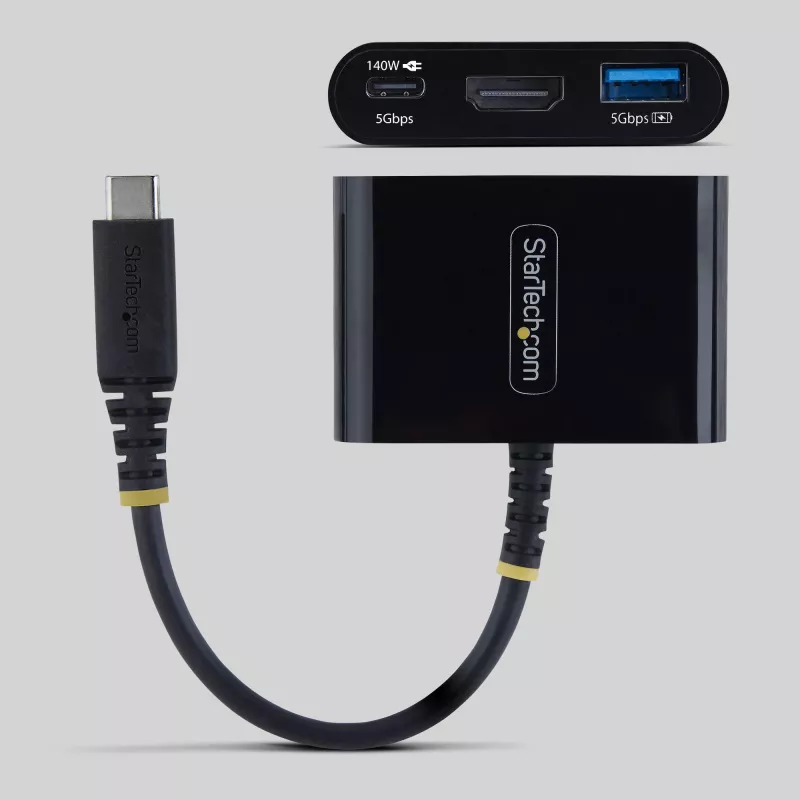 StarTech.com adaptador multiporta de USB-C para HDMI com carregamento PD de 140 W, HDMI 4K a 60 Hz, hub USB de 5 Gbit/s, mini dock para MacBook / Dell / Thinkpad / HP / iPad / tablets
