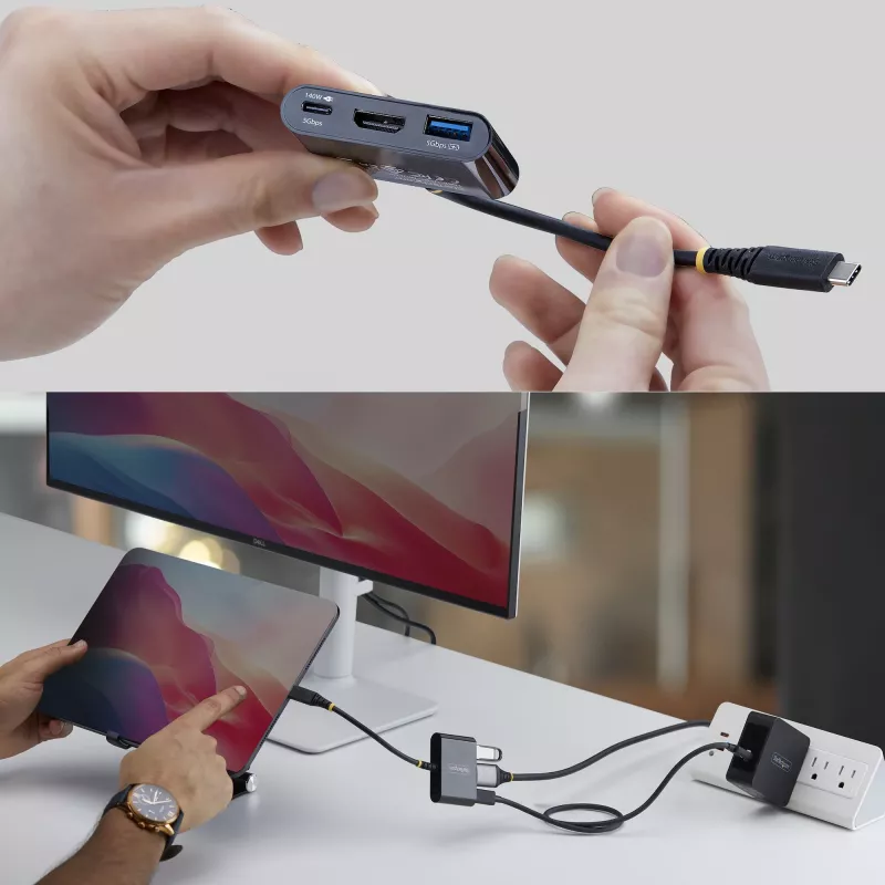 StarTech.com adaptador multiporta de USB-C para HDMI com carregamento PD de 140 W, HDMI 4K a 60 Hz, hub USB de 5 Gbit/s, mini dock para MacBook / Dell / Thinkpad / HP / iPad / tablets