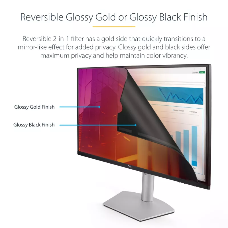 Película de proteção para monitor StarTech.com 68,6 cm (27″) 16:9 Gold, reversível com privacidade melhorada, filtro de proteção brilhante para computador, proteção de ecrã removível, +/- 30°