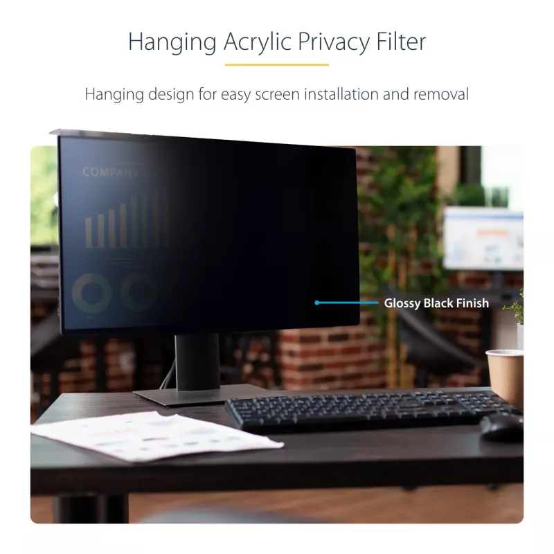 Filtro de privacidade para monitor de computador StarTech.com 24 polegadas 16:10, filtro de acrílico suspenso, proteção de ecrã de instalação rápida, proteção de ecrã para monitor, ângulo de visualização +/- 30°, brilhante