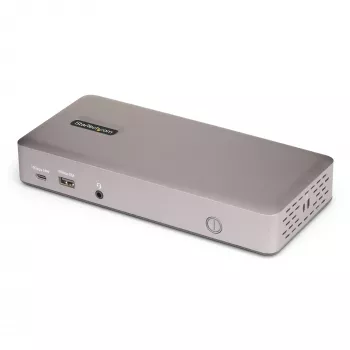 Docking station USB4 StarTech.com para três monitores, 4K 60Hz HDMI ou DisplayPort, carregamento de portátil 100W, 2,5GbE, dock USB-C multi-monitor, sem drivers