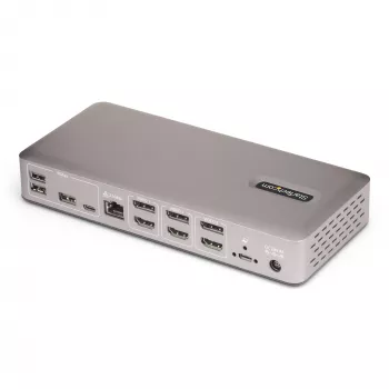 Docking station USB4 StarTech.com para três monitores, 4K 60Hz HDMI ou DisplayPort, carregamento de portátil 100W, 2,5GbE, dock USB-C multi-monitor, sem drivers