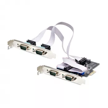 Placa PCIe serial StarTech.com de 4 portas, placa serial PCI Express quad-port para RS232/RS422/RS485 (DB9), suporte low-profile incl., UART 16C1050, Windows/Linux, conforme TAA – proteção ESD nível 4
