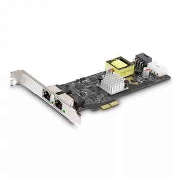 Placa de rede StarTech.com 2 portas 2.5Gbps NBASE-T PoE, Dual Intel I225-V, NIC Multi-Gigabit 802.3af/at PoE+, placa LAN PCI Express para servidor, alimentação LP4/8-Pin PCIe