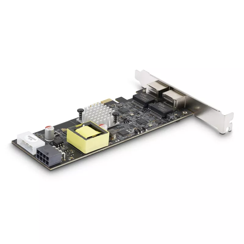 Placa de rede StarTech.com 2 portas 2.5Gbps NBASE-T PoE, Dual Intel I225-V, NIC Multi-Gigabit 802.3af/at PoE+, placa LAN PCI Express para servidor, alimentação LP4/8-Pin PCIe
