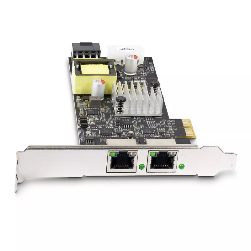Placa de rede StarTech.com 2 portas 2.5Gbps NBASE-T PoE, Dual Intel I225-V, NIC Multi-Gigabit 802.3af/at PoE+, placa LAN PCI Express para servidor, alimentação LP4/8-Pin PCIe