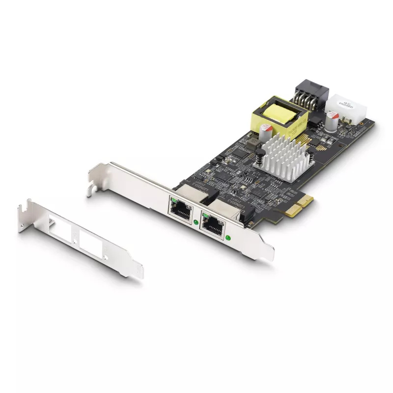 Placa de rede StarTech.com 2 portas 2.5Gbps NBASE-T PoE, Dual Intel I225-V, NIC Multi-Gigabit 802.3af/at PoE+, placa LAN PCI Express para servidor, alimentação LP4/8-Pin PCIe