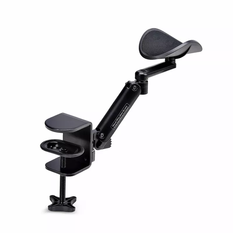 Apoio de braço ajustável StarTech.com para secretária de escritório, apoio ergonómico de braço/cotovelo, rotação 360 graus, montagem por aperto/sem perfuração, preto