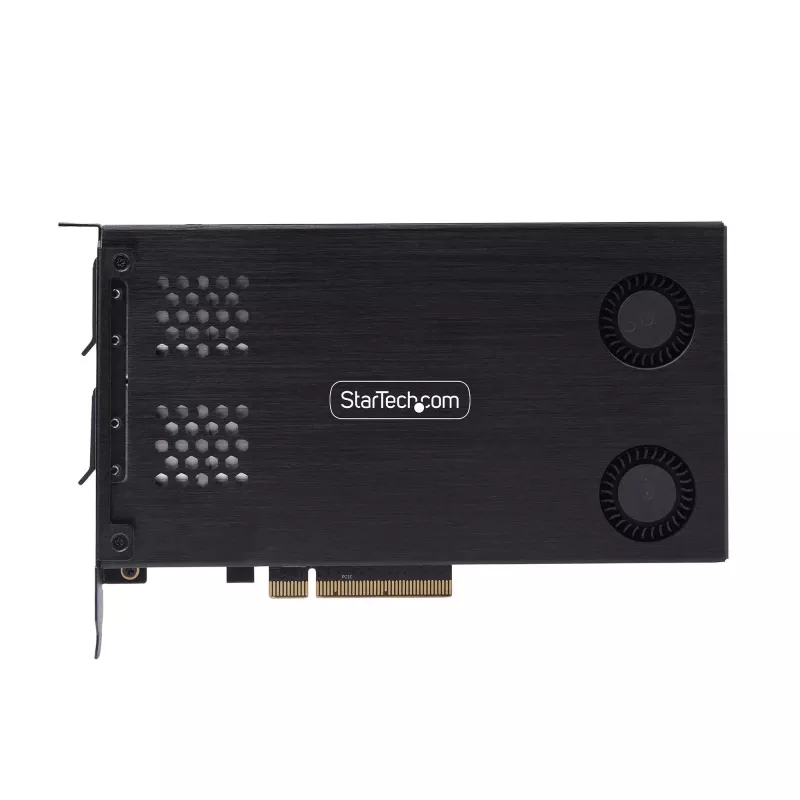Baía de troca StarTech.com Dual-Bay M.2 NVMe SSD para PCIe x8; bifurcação necessária; instalação sem ferramentas, backplane PCIe com duas baías de disco hot-swap