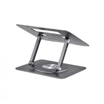 Suporte de portátil giratório StarTech.com, rotação 360°, elevador ergonómico de secretária para computador, plataforma elevada com inclinação ajustável, máx. 5 kg, estrutura em alumínio, design portátil