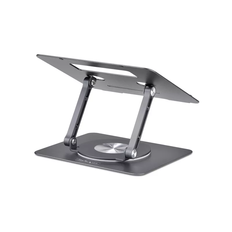 Suporte de portátil giratório StarTech.com, rotação 360°, elevador ergonómico de secretária para computador, plataforma elevada com inclinação ajustável, máx. 5 kg, estrutura em alumínio, design portátil