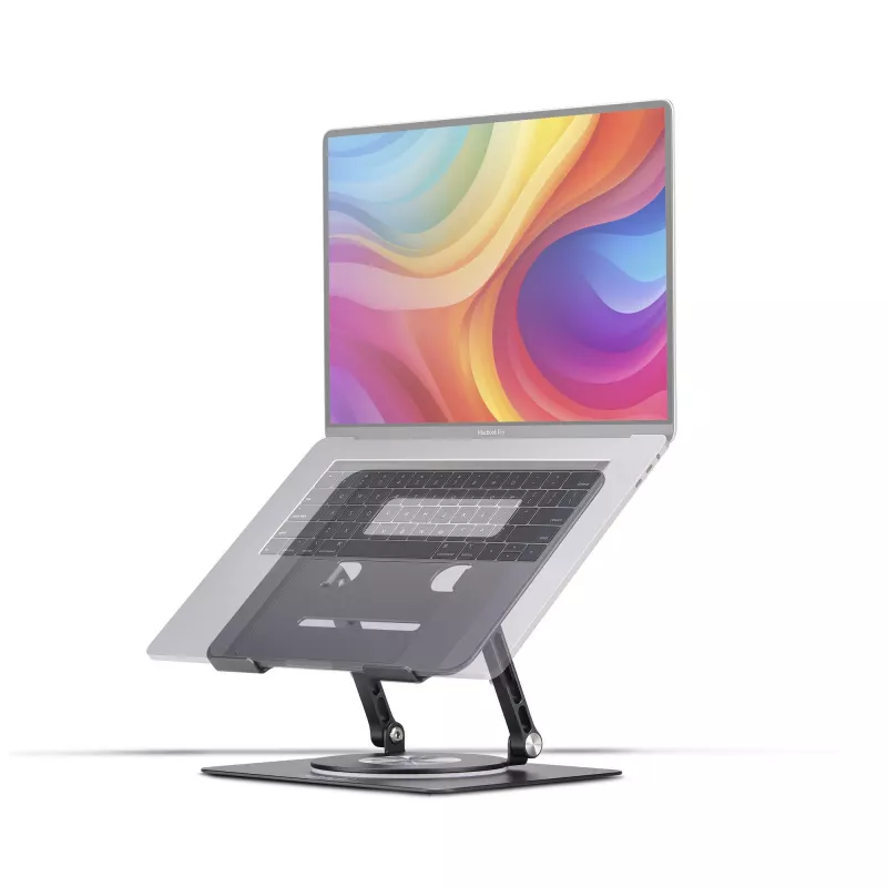 Suporte de portátil giratório StarTech.com, rotação 360°, elevador ergonómico de secretária para computador, plataforma elevada com inclinação ajustável, máx. 5 kg, estrutura em alumínio, design portátil