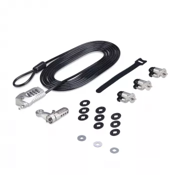 Kit de bloqueio StarTech.com para portátil/desktop e periféricos, fechadura de segurança antifurto, ranhura K, cabo de aço de 9,8 pés (3 m), 3 dispositivos, código de 4 dígitos personalizável – TAA