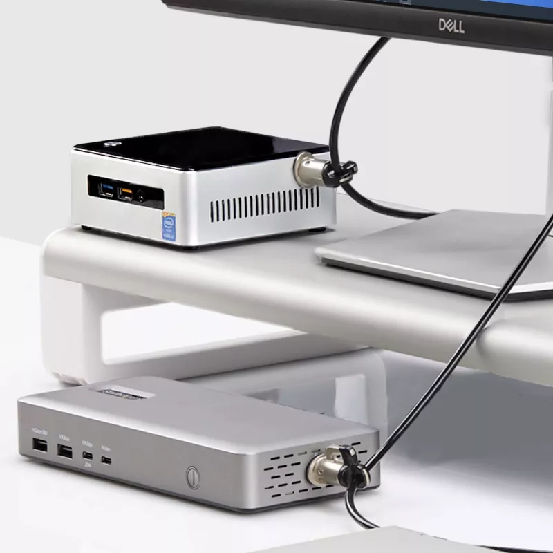 Kit de bloqueio StarTech.com para portátil/desktop e periféricos, fechadura de segurança antifurto, ranhura K, cabo de aço de 9,8 pés (3 m), 3 dispositivos, código de 4 dígitos personalizável – TAA