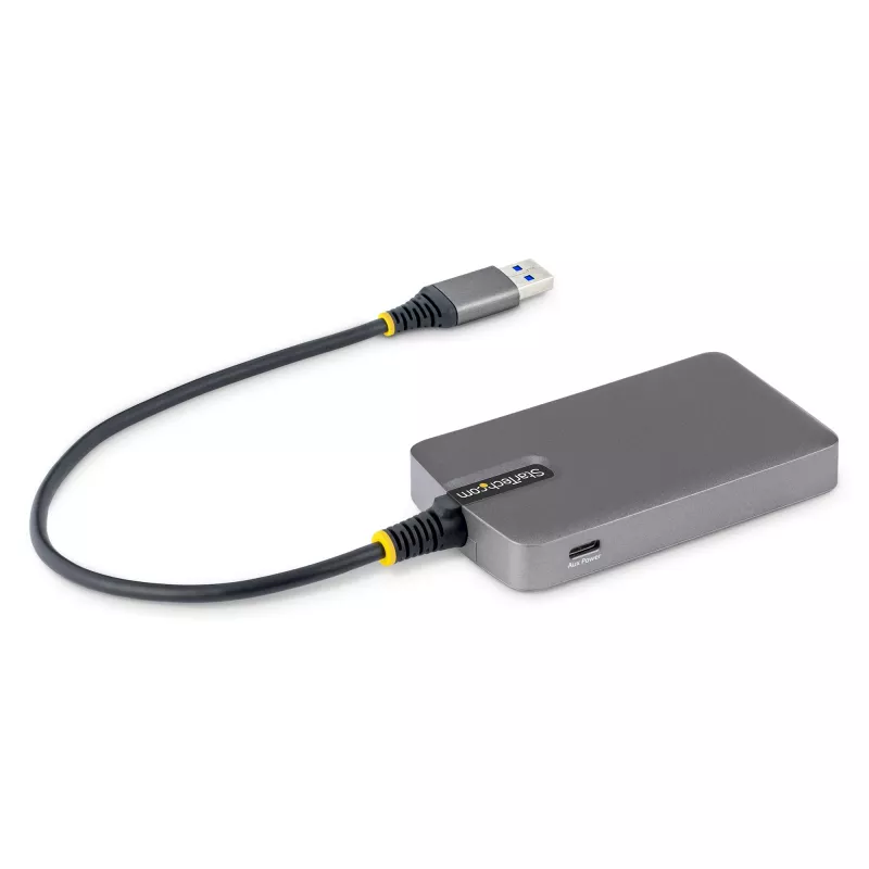 Hub USB-A StarTech.com 4 portas, 5 Gbit/s, alimentado pelo bus, hub USB-A para 4x USB-A com entrada de alimentação auxiliar USB-C, cabo host de 30 cm, hub USB portátil para desktop/portátil
