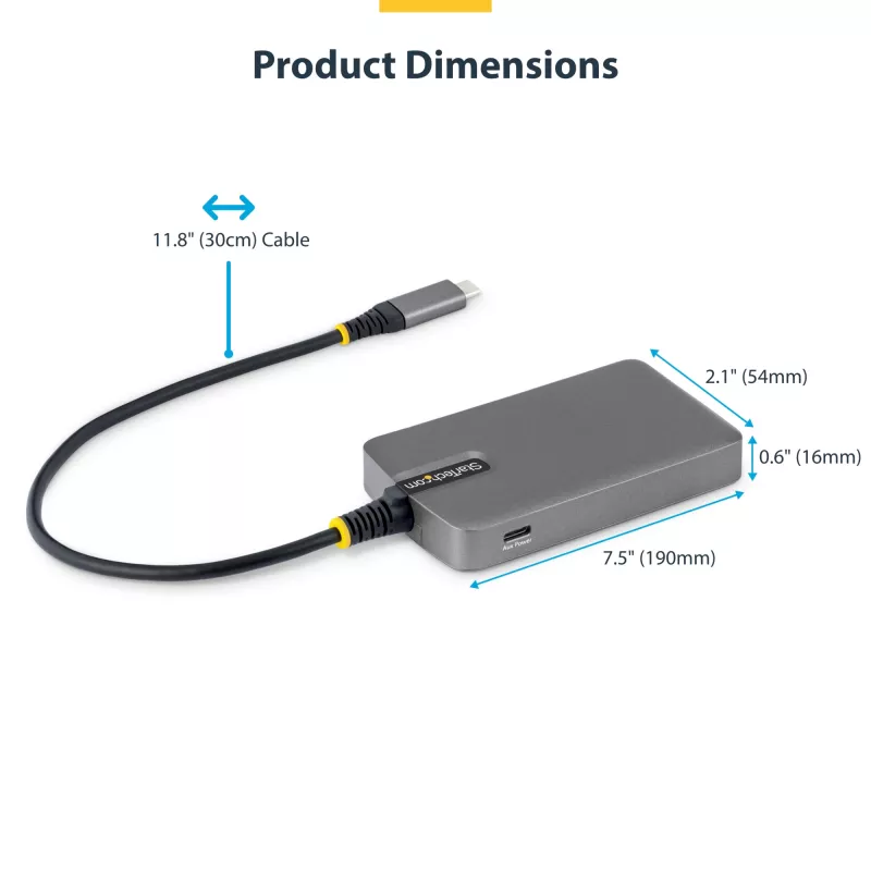 Hub USB-C StarTech.com 4 portas, 5 Gbit/s, alimentado pelo bus, hub USB-C para 4x USB-A com entrada de alimentação auxiliar USB-C, cabo host de 1ft/30cm, hub USB portátil para desktop/portátil