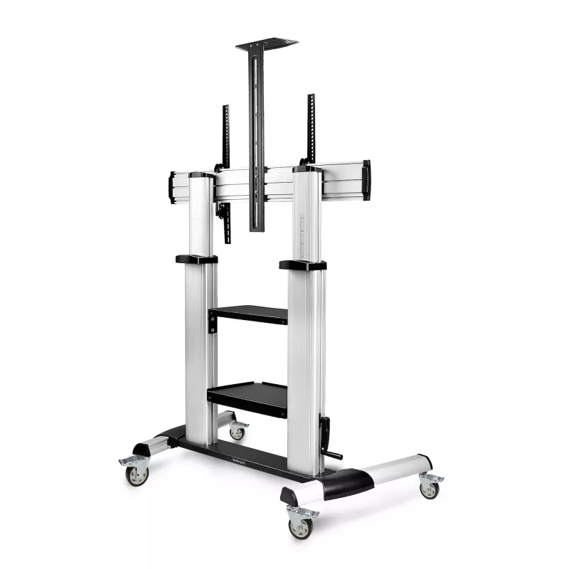 Suporte/carrinho de TV com rodas StarTech.com para ecrãs planos de 60-100 polegadas até 100 kg, ajuste de altura por manivela, suporte móvel/portátil tipo trolley