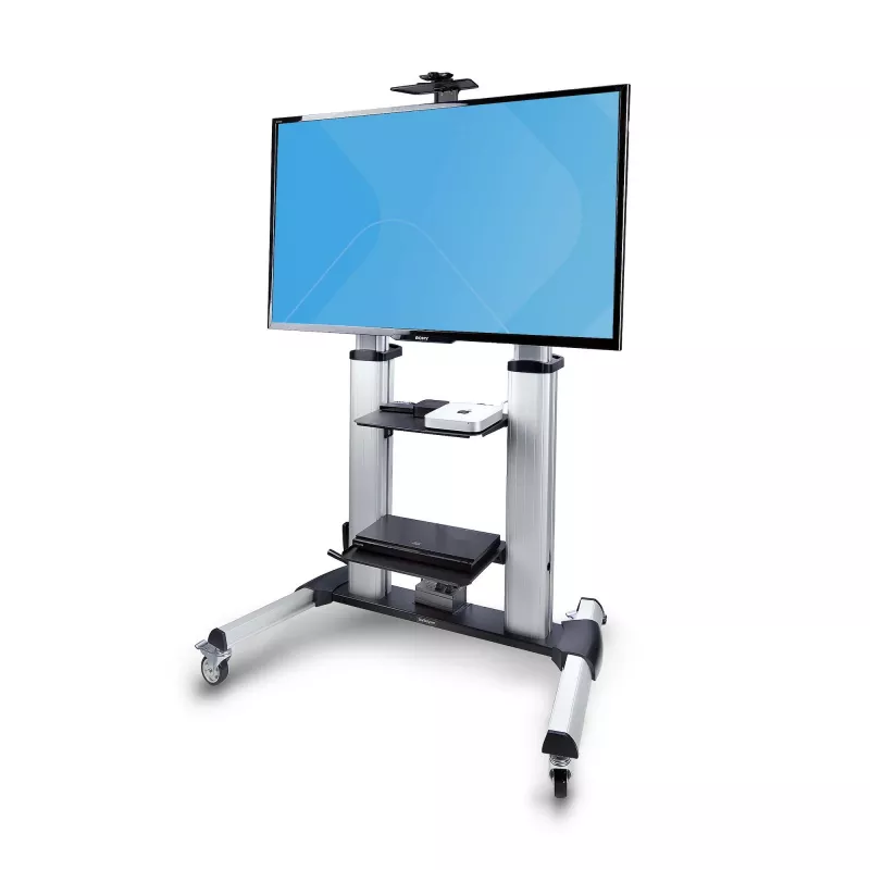 Suporte/carrinho de TV com rodas StarTech.com para ecrãs planos de 60-100 polegadas até 100 kg, ajuste de altura por manivela, suporte móvel/portátil tipo trolley