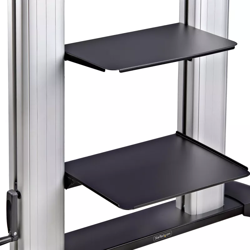 Suporte/carrinho de TV com rodas StarTech.com para ecrãs planos de 60-100 polegadas até 100 kg, ajuste de altura por manivela, suporte móvel/portátil tipo trolley