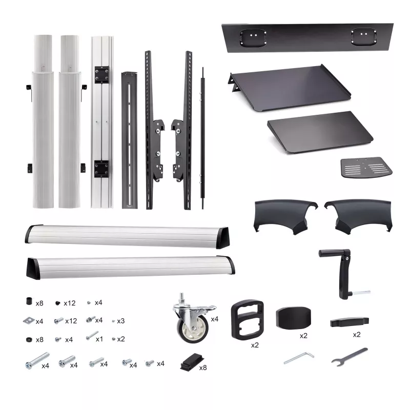 Suporte/carrinho de TV com rodas StarTech.com para ecrãs planos de 60-100 polegadas até 100 kg, ajuste de altura por manivela, suporte móvel/portátil tipo trolley