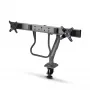 Suporte de secretária StarTech.com braço duplo para monitor com barra transversal, para ecrãs até 27 polegadas, VESA 75x75/100x100, máx. 33 lb/15 kg, aperto em C, totalmente articulado, mola mecânica, TAA