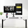 Suporte de secretária StarTech.com braço duplo para monitor com barra transversal, para ecrãs até 27 polegadas, VESA 75x75/100x100, máx. 33 lb/15 kg, aperto em C, totalmente articulado, mola mecânica, TAA
