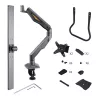Suporte de secretária StarTech.com braço duplo para monitor com barra transversal, para ecrãs até 27 polegadas, VESA 75x75/100x100, máx. 33 lb/15 kg, aperto em C, totalmente articulado, mola mecânica, TAA