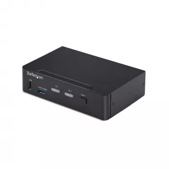 Switch KVM DisplayPort StarTech.com 2 portas, 4K 60Hz, DP 1.2, gestão EDID, hub USB 3.0 de 2 portas, 4x portas USB HID, conforme TAA