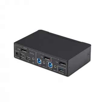 Switch KVM DisplayPort StarTech.com 2 portas, 4K 60Hz, DP 1.2, gestão EDID, hub USB 3.0 de 2 portas, 4x portas USB HID, conforme TAA